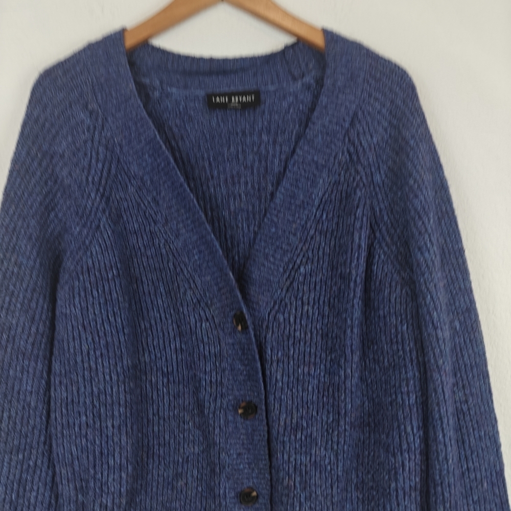 Lane Bryant Dazzling Blue Classic Button Front Crop Cardigan Size 18/20 - Picture 6 of 14